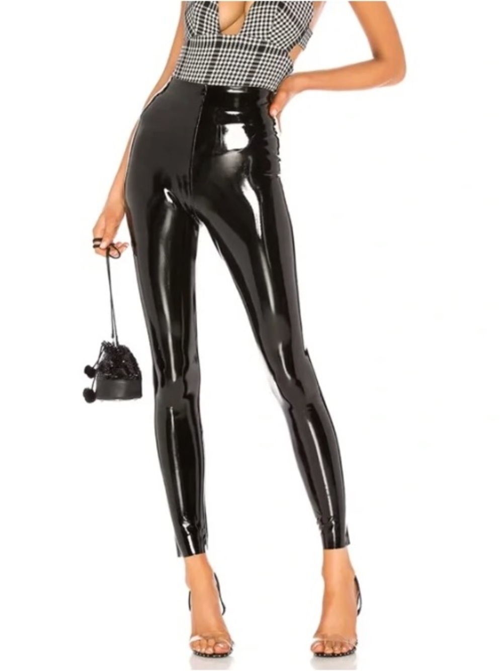 hours Black Patent Skinny Pants